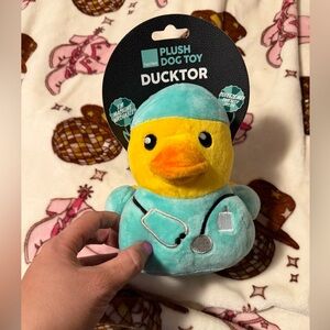 Plush Ducktor Dog Toy - Yellow and Blue